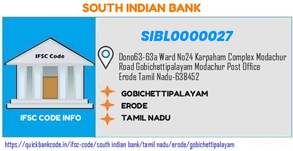 South Indian Bank Gobichettipalayam SIBL0000027 IFSC Code