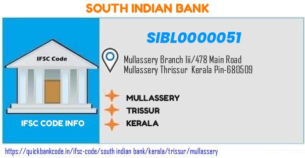 South Indian Bank Mullassery SIBL0000051 IFSC Code