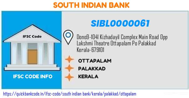 South Indian Bank Ottapalam SIBL0000061 IFSC Code