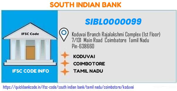 South Indian Bank Koduvai SIBL0000099 IFSC Code