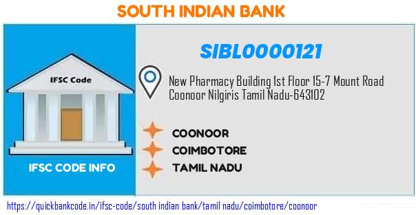 South Indian Bank Coonoor SIBL0000121 IFSC Code