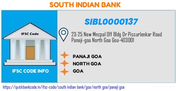 South Indian Bank Panaji Goa SIBL0000137 IFSC Code