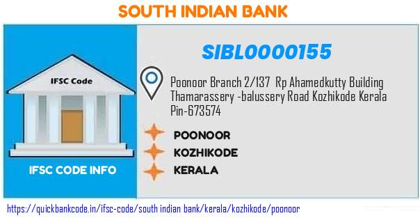 South Indian Bank Poonoor SIBL0000155 IFSC Code