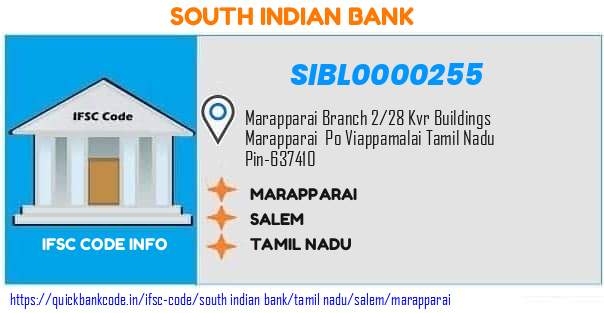 South Indian Bank Marapparai SIBL0000255 IFSC Code