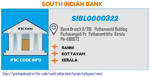 South Indian Bank Ranni SIBL0000322 IFSC Code