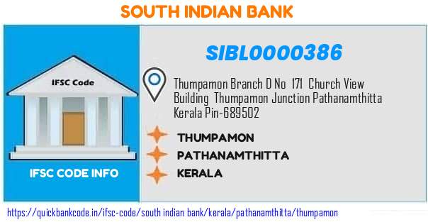 SIBL0000386 South Indian Bank. THUMPAMON