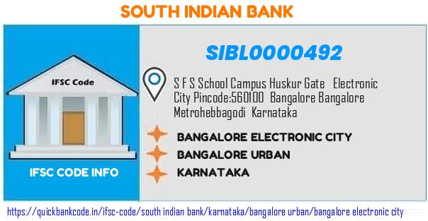 South Indian Bank Bangalore Electronic City SIBL0000492 IFSC Code