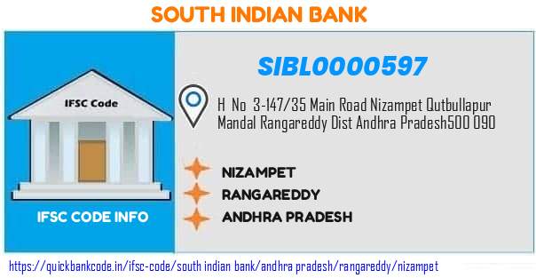 South Indian Bank Nizampet SIBL0000597 IFSC Code