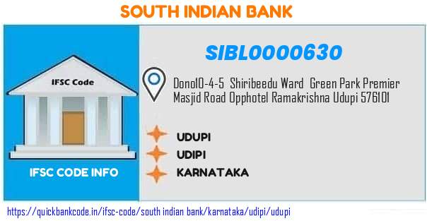 SIBL0000630 South Indian Bank. UDUPI
