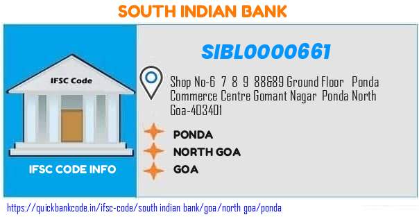 SIBL0000661 South Indian Bank. PONDA