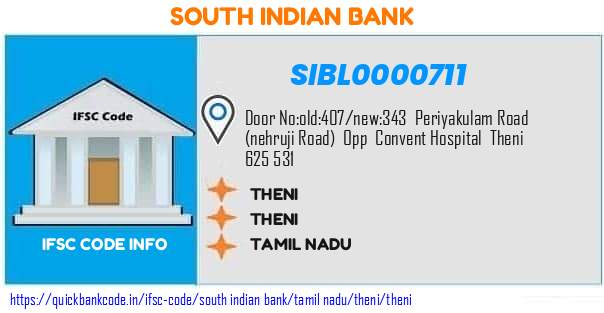 South Indian Bank Theni SIBL0000711 IFSC Code