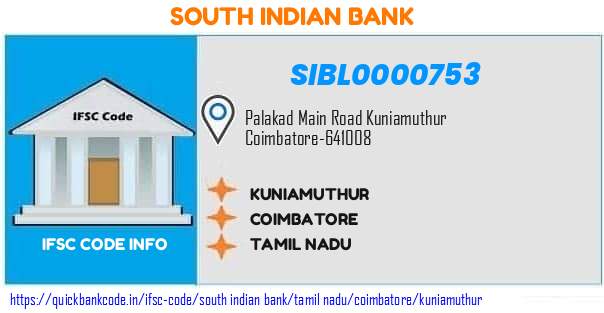 South Indian Bank Kuniamuthur SIBL0000753 IFSC Code