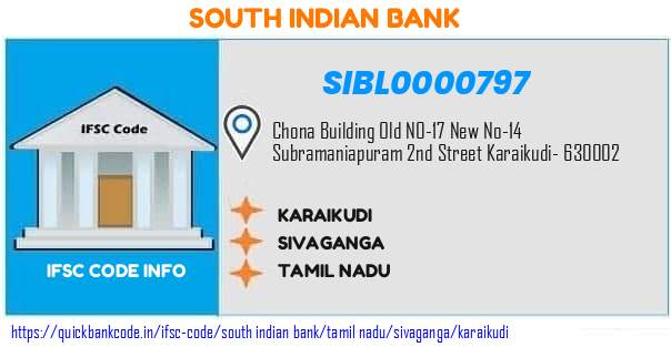 SIBL0000797 South Indian Bank. KARAIKUDI