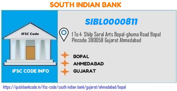 South Indian Bank Bopal SIBL0000811 IFSC Code