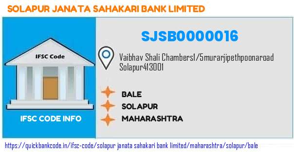 Solapur Janata Sahakari Bank Bale SJSB0000016 IFSC Code