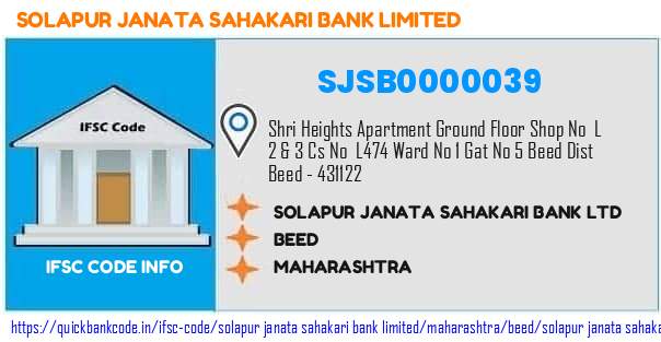 Solapur Janata Sahakari Bank Solapur Janata Sahakari Bank  SJSB0000039 IFSC Code