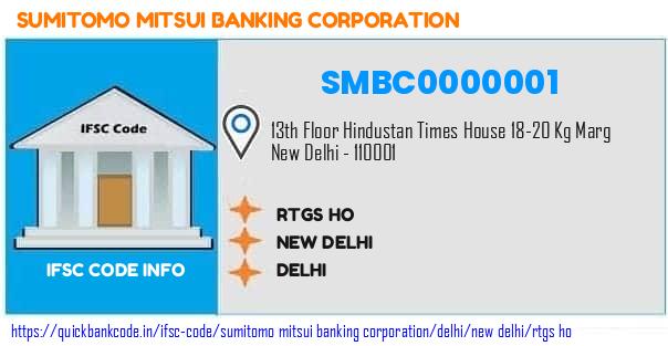 Sumitomo Mitsui Banking Corporation Rtgs Ho SMBC0000001 IFSC Code