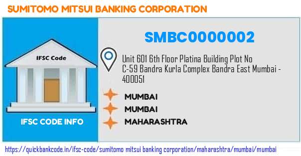 SMBC0000002 Sumitomo Mitsui Banking Corporation. MUMBAI