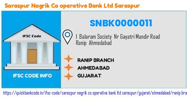 Saraspur Nagrik Co Operative Bank   Saraspur Ranip Branch SNBK0000011 IFSC Code