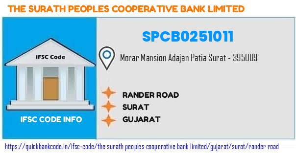 The Surath Peoples Cooperative Bank Rander Road SPCB0251011 IFSC Code