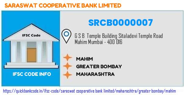 Saraswat Cooperative Bank Mahim SRCB0000007 IFSC Code