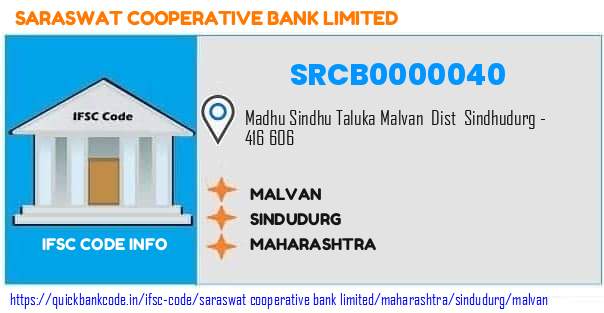 SRCB0000040 Saraswat Co-operative Bank. MALVAN