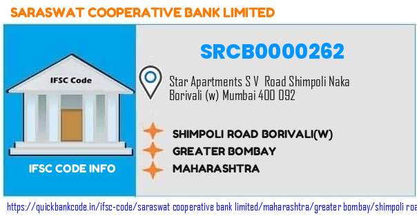 Saraswat Cooperative Bank Shimpoli Road Borivaliw SRCB0000262 IFSC Code