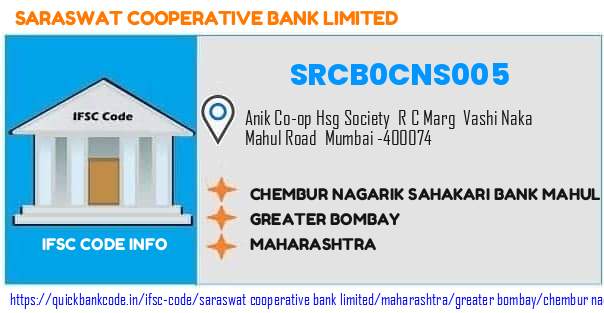 Saraswat Cooperative Bank Chembur Nagarik Sahakari Bank Mahul SRCB0CNS005 IFSC Code