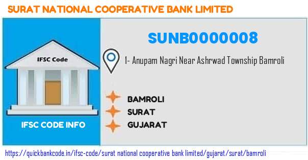 Surat National Cooperative Bank Bamroli SUNB0000008 IFSC Code