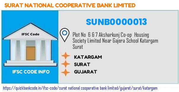 Surat National Cooperative Bank Katargam SUNB0000013 IFSC Code