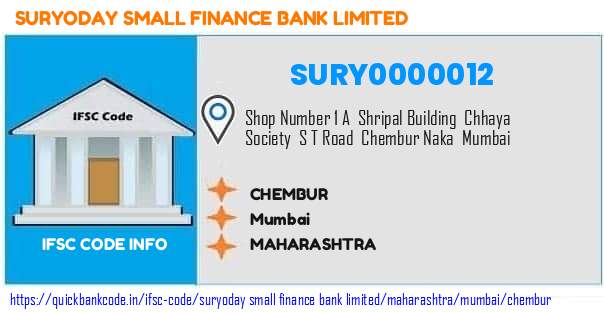 Suryoday Small Finance Bank Chembur SURY0000012 IFSC Code