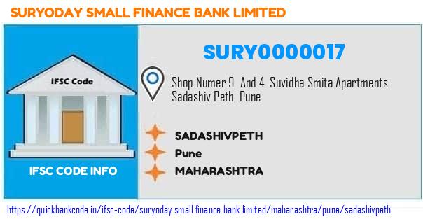 Suryoday Small Finance Bank Sadashivpeth SURY0000017 IFSC Code