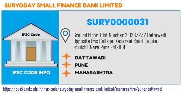 Suryoday Small Finance Bank Dattawadi SURY0000031 IFSC Code