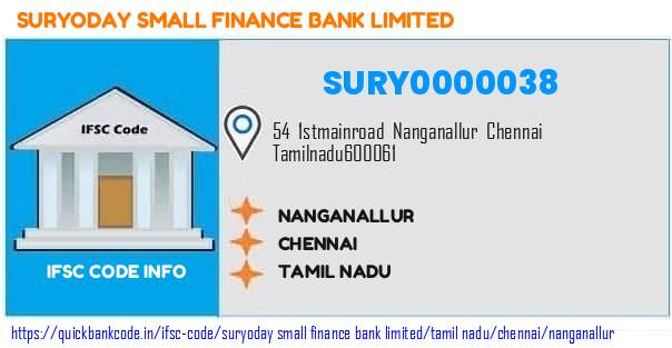 Suryoday Small Finance Bank Nanganallur SURY0000038 IFSC Code