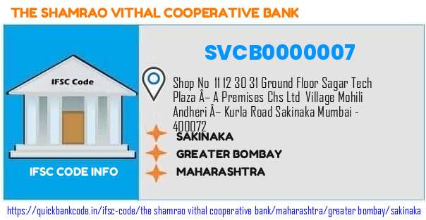 The Shamrao Vithal Cooperative Bank Sakinaka SVCB0000007 IFSC Code