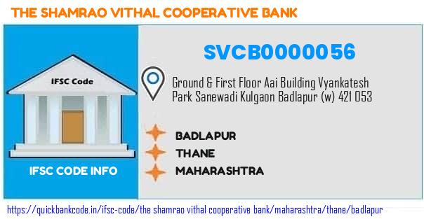 The Shamrao Vithal Cooperative Bank Badlapur SVCB0000056 IFSC Code