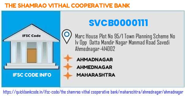 The Shamrao Vithal Cooperative Bank Ahmadnagar SVCB0000111 IFSC Code