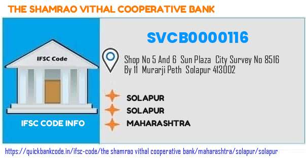 SVCB0000116 SVC Co-operative Bank. SOLAPUR