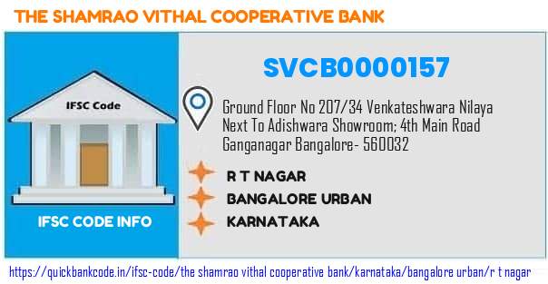 The Shamrao Vithal Cooperative Bank R T Nagar SVCB0000157 IFSC Code