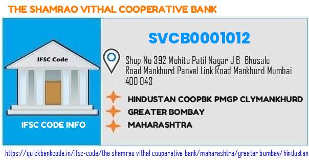 The Shamrao Vithal Cooperative Bank Hindustan Coopbk Pmgp Clymankhurd SVCB0001012 IFSC Code