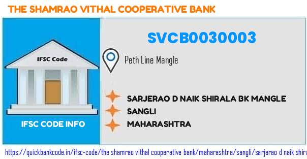 The Shamrao Vithal Cooperative Bank Sarjerao D Naik Shirala Bk Mangle SVCB0030003 IFSC Code