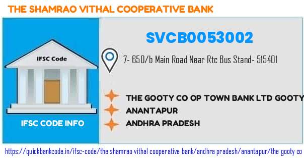 The Shamrao Vithal Cooperative Bank The Gooty Co Op Town Bank  Gooty SVCB0053002 IFSC Code