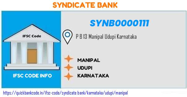 Syndicate Bank Manipal SYNB0000111 IFSC Code