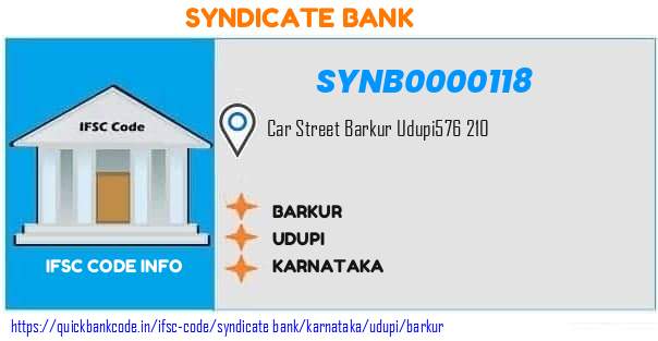 Syndicate Bank Barkur SYNB0000118 IFSC Code