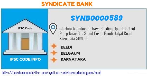 Syndicate Bank Beedi SYNB0000589 IFSC Code