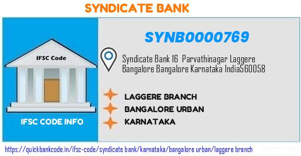 Syndicate Bank Laggere Branch SYNB0000769 IFSC Code