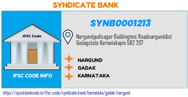Syndicate Bank Nargund SYNB0001213 IFSC Code