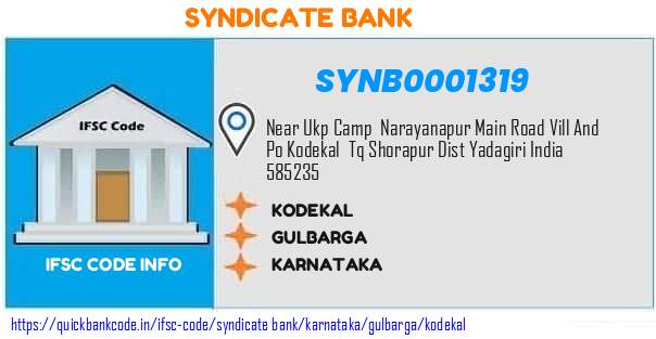 Syndicate Bank Kodekal SYNB0001319 IFSC Code