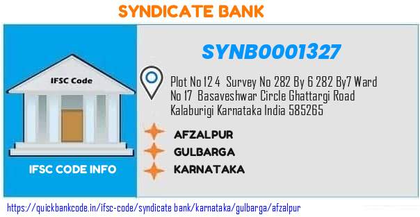 Syndicate Bank Afzalpur SYNB0001327 IFSC Code