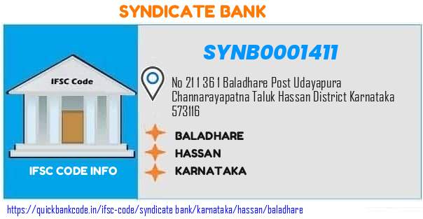Syndicate Bank Baladhare SYNB0001411 IFSC Code